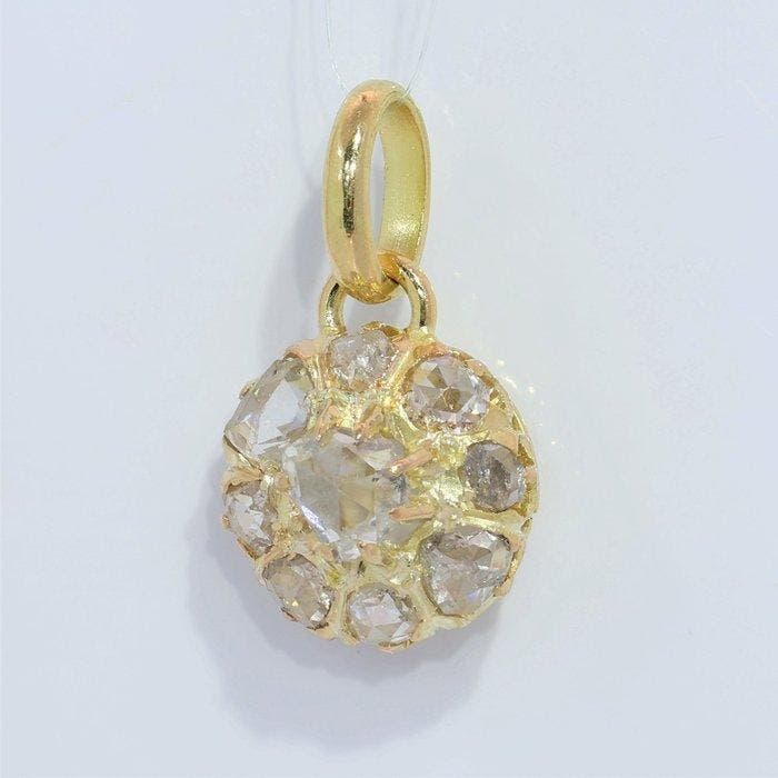 Zonder minimumprijs - Hanger - 18 karaat Geel goud - Diamant, Handtassen en Accessoires, Antieke sieraden