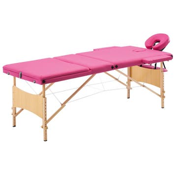 vidaXL Massagetafel inklapbaar 3 zones hout roze, Sport en Fitness, Verzenden, Nieuw