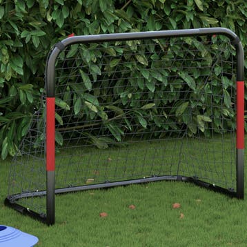 vidaXL Voetbaldoel met net 90x48x71 cm staal rood en zwart, Verzenden, Nieuw