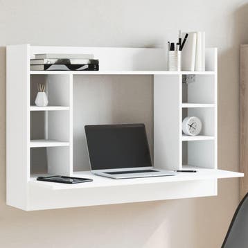 vidaXL Wandbureau 105x48x75 cm bewerkt hout wit, Verzenden, Nieuw