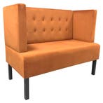 Horeca Bank | QUEEN | Fluweel/Hout | Cognac | Wengé Poten |, Verzenden