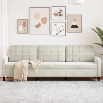 vidaXL Driezitsbank / zetel 210 cm fluweel crèmekleurig, Verzenden