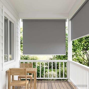 vidaXL Buitenrolgordijn UV-bescherming Lichtgrijs 100 x 230, Verzenden