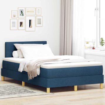 vidaXL Boxspring bed met kussen met hoofdeinde Blauw 120 x, Verzenden