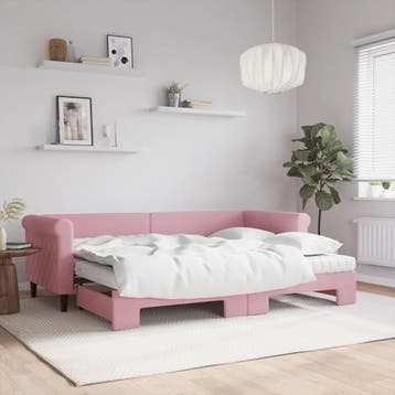 vidaXL Slaapbank onderschuifbed en matrassen 80x200 cm, Verzenden