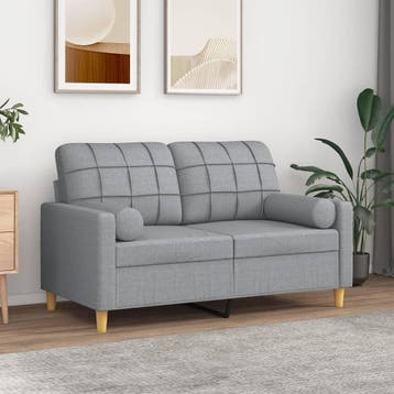vidaXL Tweezitsbank met sierkussens 120 cm stof lichtgrijs, Verzenden, Nieuw