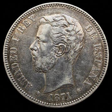 Espagne. Amédée Ier. 5 Pesetas 1871*71 SDM (Sans prix de