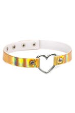 Choker Iridescent Goud Hartje Holografisch Collar Ketting Se, Handtassen en Accessoires, Kettingen, Ophalen of Verzenden, Nieuw