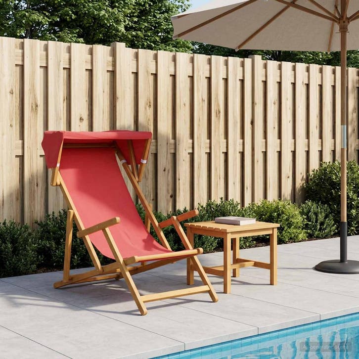 vidaXL Ligstoel 3 Positie massief eucalyptushout Rood, Tuin en Terras, Ligbedden, Nieuw, Verzenden