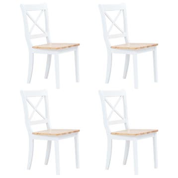 vidaXL Eetkamerstoelen 4 st massief rubberwood naturel en, Huis en Inrichting, Verzenden, Nieuw