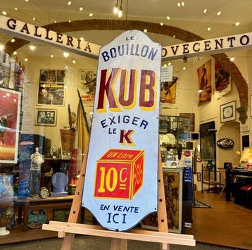 Geëmailleerd bord Le Bouillon Kub Frankrijk circa 1950 -