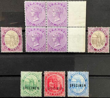 Britse Gemenebest 1865/1879 - Bermuda-6 Pence violet + Nevis