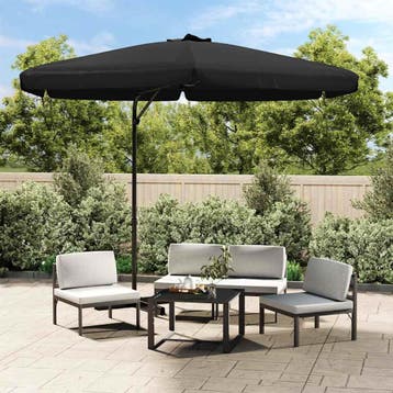 vidaXL Parasol met stalen paal 300 cm zwart, Tuin en Terras, Verzenden, Nieuw