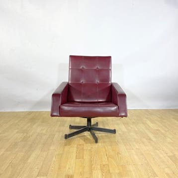Fauteuil - Staal, Synthetisch leder - Rockabilly Bordeaux, Antiquités & Art
