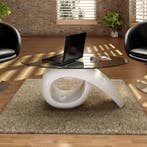 vidaXL Salontafel met ovaal glazen tafelblad hoogglans wit, Verzenden, Nieuw
