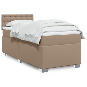 vidaXL Boxspring met matras kunstleer cappuccinokleurig, Huis en Inrichting, Slaapkamer | Bedden, Verzenden, Nieuw