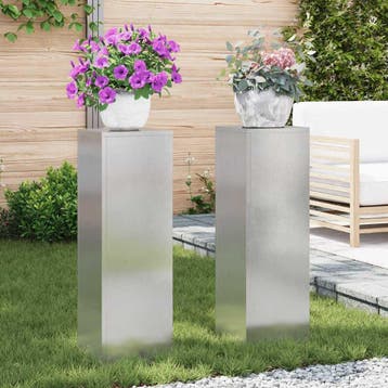 vidaXL Plantenstand 2 pcs Zilver 24 x 24 x 75 cm Roestvrij, Verzenden