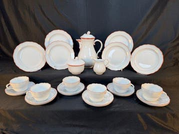 Meissen - Korallenroter Rand, grauer mit Faden - Service à, Antiek en Kunst