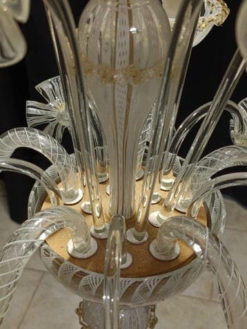Lustre - Striato - Verre de Murano - 5 lumières, Antiquités & Art