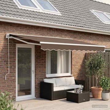 vidaXL Handmatig uitschuifbare luifel Taupe 4,5 × 3,5 m, Verzenden, Nieuw