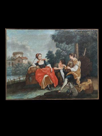 Italiaanse school (XVIII) - Scena galante, Antiek en Kunst