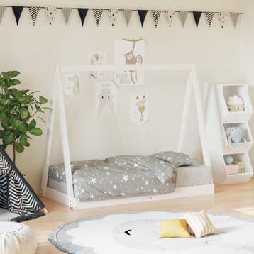 vidaXL Kinderbedframe 70x140 cm massief grenenhout wit, Verzenden, Nieuw
