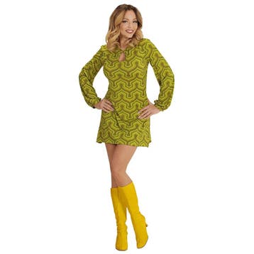 Disco 70S Jurk Groen Dames, Verzenden, Nieuw