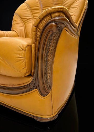 Fauteuil - Lounge - lederkleur Cammello - Paglia di Vienna
