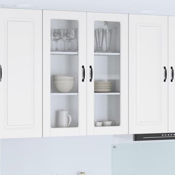 vidaXL Wandglas Kasten PORTO Wit 80 x 31 x 100 cm Bewerkt, Verzenden