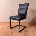 Leren eetkamerstoel Retro, Granada Blue, sledepoot staal, Huis en Inrichting, Stoelen, Nieuw, Leer, Ophalen of Verzenden, Eén