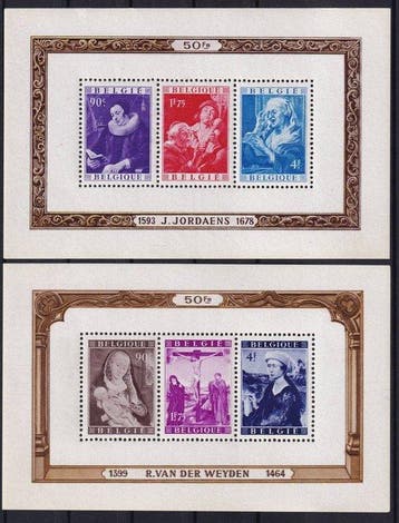 België 1949 - Blokken Jordaens & Van der Weyden met, Gestempeld