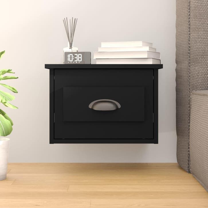 vidaXL Nachtkastje wandgemonteerd 41,5x36x28 cm zwart, Huis en Inrichting, Slaapkamer | Nachtkastjes, Nieuw, Verzenden
