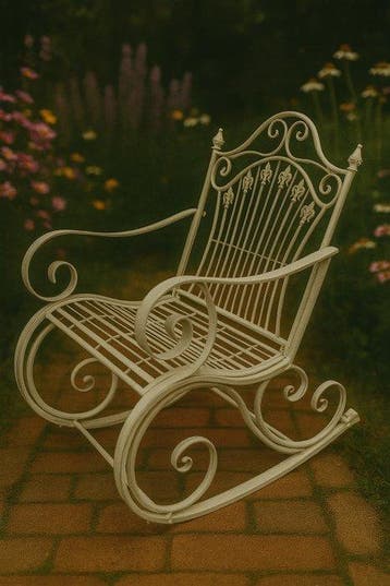 Chaise - Fer - Chaise berçante en fer blanc