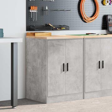 vidaXL Garagekast 60x51x85 cm massief grenenhout betongrijs, Verzenden