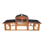 Lendo Online Clapier Lapin Extérieur 204x46x84 Bois Marron, Animaux & Accessoires