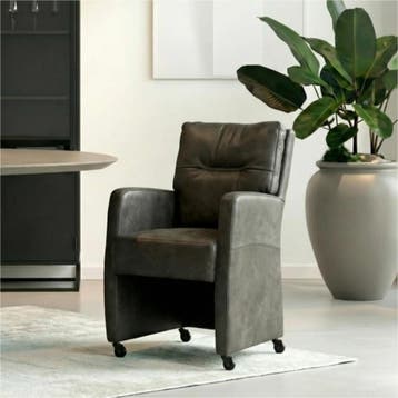 Set van 8 Leren eetkamerstoelen Sharp - Kenia Antracite, Ophalen of Verzenden, Nieuw, Leer