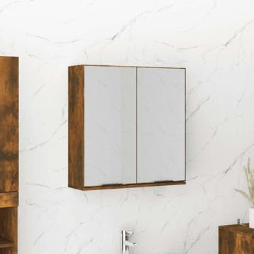 vidaXL Badkamerkast met spiegel 64x20x67 cm gerookt, Verzenden, Nieuw
