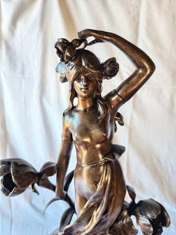 Figurale pendule - Zinklegering, Marmer - 1880-1920, Antiek en Kunst