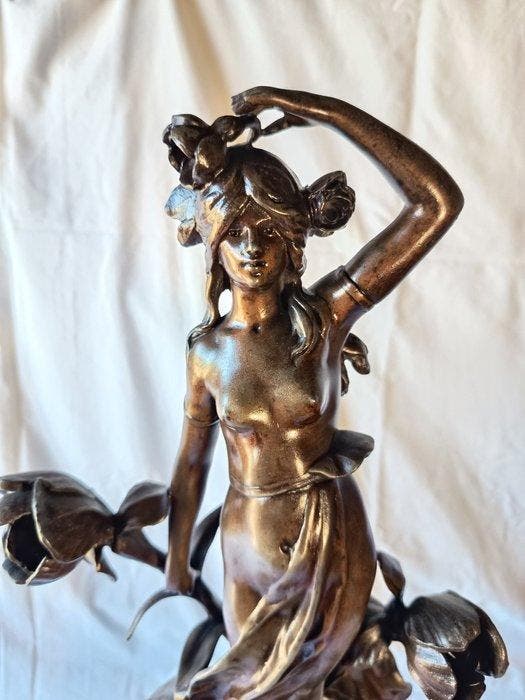 Figurale pendule - Zinklegering, Marmer - 1880-1920, Antiek en Kunst, Antiek | Klokken