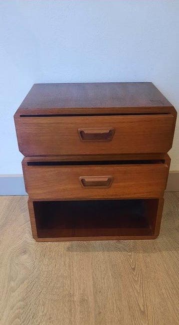 Nachtkastje - Teak, spaanplaat - Nachtkastje/wandkast 70