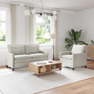 vidaXL bank / zetelstel 2 st Crèmekleurig Fluweel, Verzenden