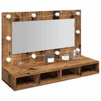 vidaXL Spiegelkast met LED-verlichting 90x31,5x62 cm oud, Verzenden