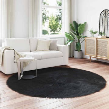 vidaXL Tapijt van imitatie schapenvacht TAFALLA Zwart Ø 200, Maison & Meubles, Ameublement | Tapis & Moquettes, Verzenden