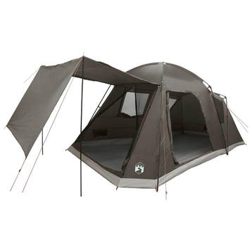 vidaXL Huisje Tent met dak Bruin grijs 8-persoons Polyester, Caravanes & Camping, Tentes, Verzenden