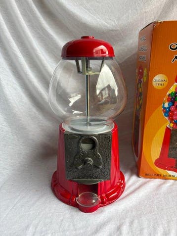 Werkende kauwgomballenmachine met glazen bol voor in de, Antiek en Kunst