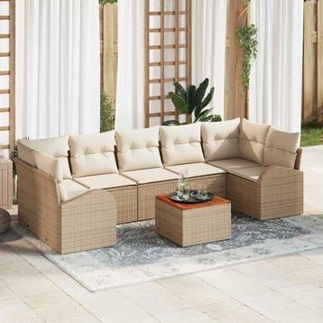vidaXL Tuinbank Set 8 st Beige en Crème poly rattan, Verzenden, Nieuw