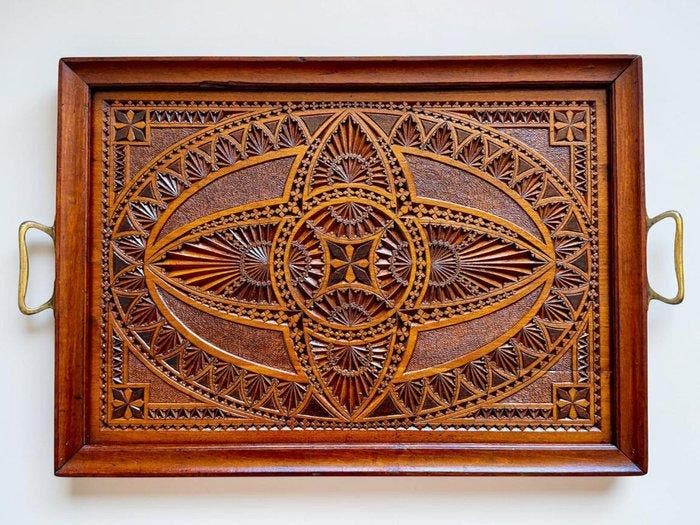 Dienblad - Jugendstil -1890s - Teak, Antiek en Kunst, Kunst | Designobjecten