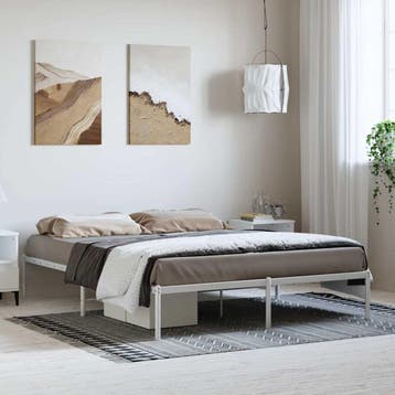 vidaXL Bedframe metaal wit 150x200 cm, Maison & Meubles, Verzenden
