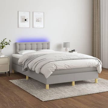 vidaXL Boxspring met matras en LED stof lichtgrijs 120x200, Verzenden, Nieuw