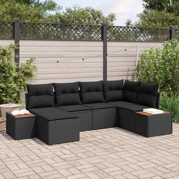 vidaXL Tuinbank Set 7 st 6-Aantal zitplaatsen Zwart, Verzenden, Nieuw